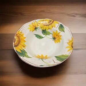 SUR LA TABLE Large Tuscan‎ Sunflower Serving Bowl Discontinued